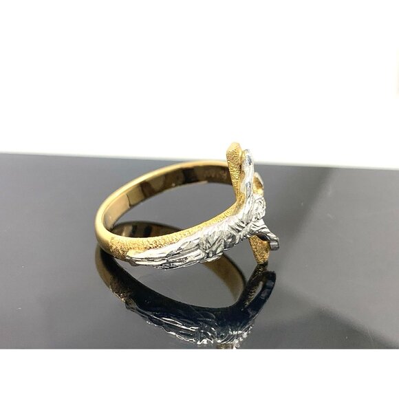 Crucifix Ring Diamond INR Jesus Cross 14k Yellow Gold Estate Jewelry Size 8.25 - Picture 2 of 14
